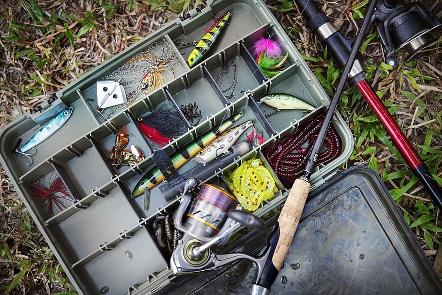 Assortment of bass fishing lures