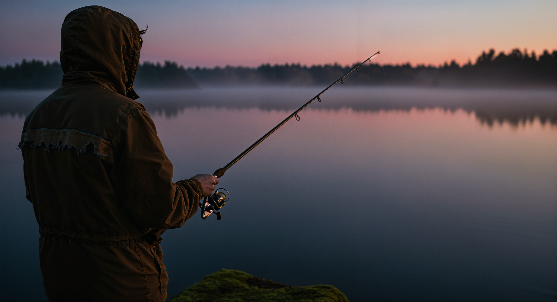 Family fishing on a calm lake